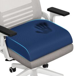 Подушка для сидіння TranquilRelax з Memory Foam (блакитна) для офісного крісла, дому та авто. Зняття болю в спині, куприку, сідницях та при ішіасі. Large