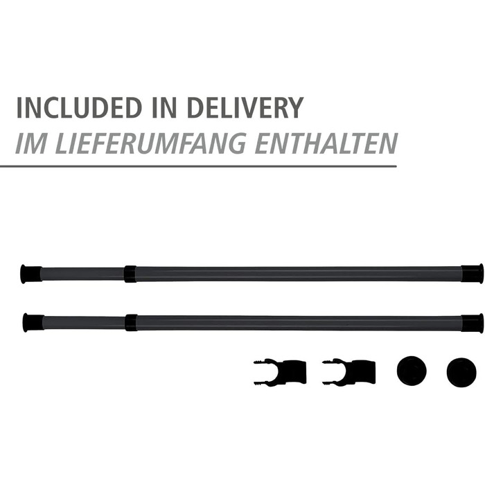 WENKO Telescopic Wardrobe System Hercules Basic (Black, Bundle with 2-Piece Clothes Rail Set)