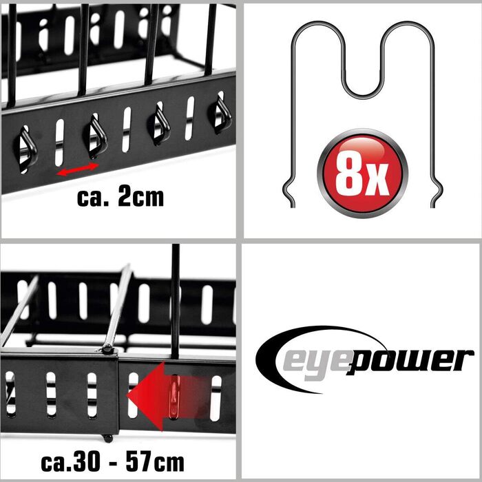 Стелаж для кришок та сковорідок EYEPOWER зі сталі, 5 полиць, 38x21x25 см, чорний