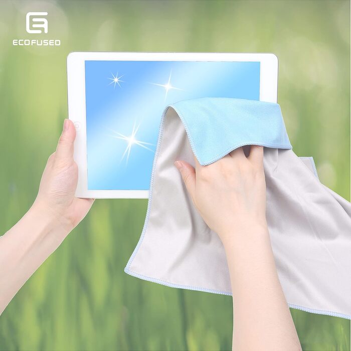 Серветки для чищення з мікрофібри Eco-Fused (5 шт.) - двосторонні - для смартфонів, LCD-телевізорів, планшетів, екранів ноутбуків та об'єктивів камер (30 x 30 см, блакитні)