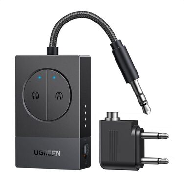 UGREEN Bluetooth адаптер-трансмітер 5.4 для літака та автомобіля, передавач аудіосигналу з роз'ємом 3.5 мм (Jack) для Airfly