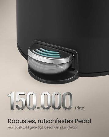 Сміттєвий відер SONGMICS для кухні з кришкою та системою SoftClose, чорний, 30 л