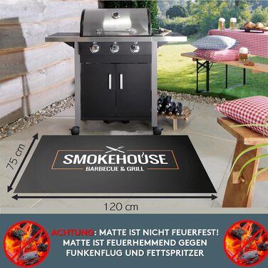 LILENO HOME Гриль та BBQ килимок 75x120 см Smokehouse – захисна підкладка для газового та вугільного гриля, килимок для захисту підлоги під гриль для сімейного барбекю