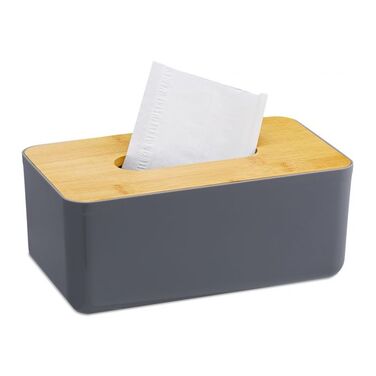 Relaxdays Tissue Box Bamboo Lid