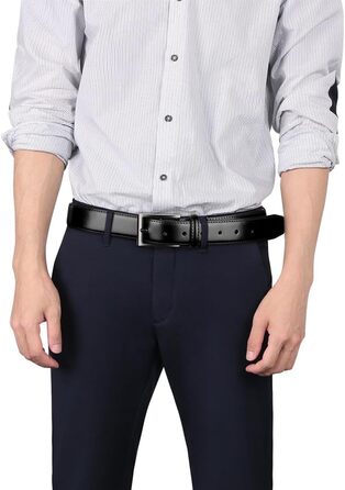 Чоловічий шкіряний ремінь Flintronic, 90/100/110/120/130 см. Металевий ремінь у стилі ретро, 33 мм. Підходить для джинсів, костюмів. Колір: чорний. Розмір: 92 (загальна довжина 100 см)