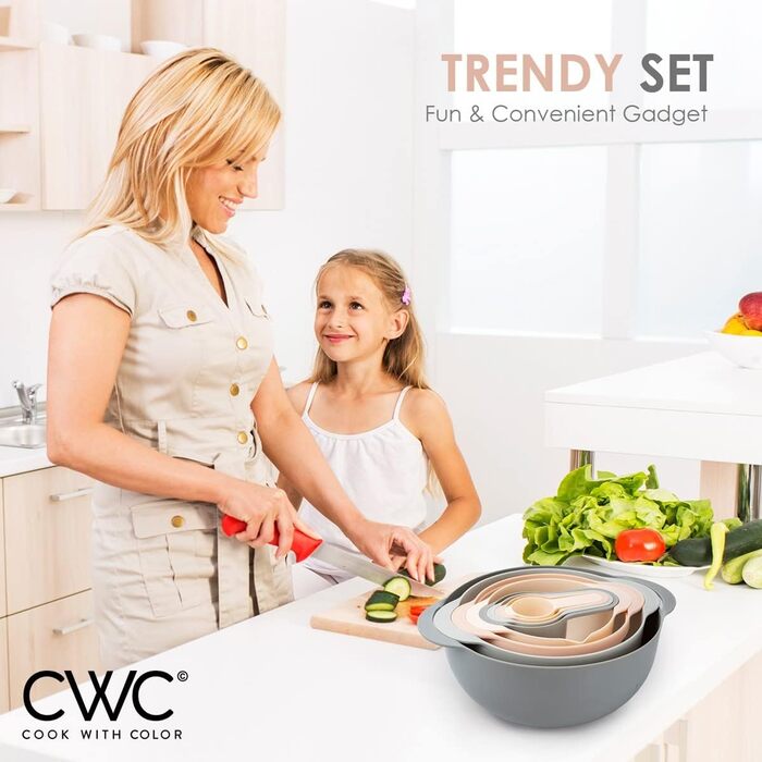 Набір кухольних мисок Cook With Color Nistschalen (8 шт.) з мірними склянками та ситами, м'ятний колір