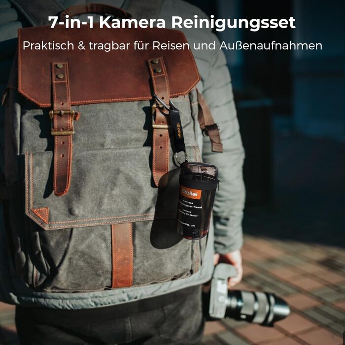 Набір для чищення камери Rollei Travel 7-в-1: Lenspen, двірник, серветки, рідина для чищення об'єктивів, для Sony, Nikon, Canon