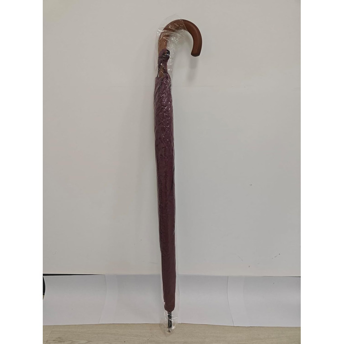 KEYHOT Windproof Umbrella - Large Stick Umbrella with Wooden Handle for Men & Women - 12 Ribs, XL - Burgundy, 118cm