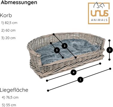 Кіжувалка для собак та котів UNU з лози та ротангу, сіра, 61 x 44,5 x 15,5 см