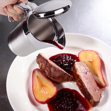 Thermo Sauciere Double 304 Stainless Steel 750ml Insulated Saucepan/Gravy Boat/Sauce Bowl with Lid for Serving Sauce, Vanilla Sauce, Cream, Sauce