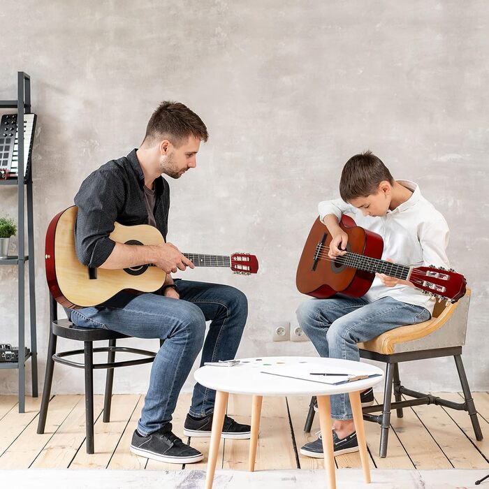 Акустична гітара Moukey для початківців, дітей, підлітків та дорослих, Cutaway, повний комплект з тюнером, мешком, медіатором та нейлоновими струнами (36 дюймів, натуральний колір)