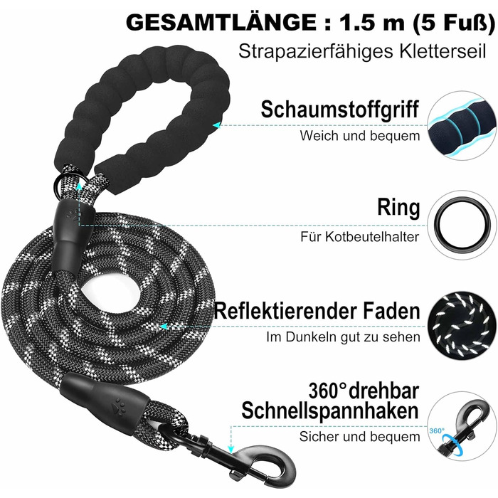 Нашийник та поводок для собак Haapaw, без натягу, регульований, світловідбиваючий, Step-in, для цуценят, з м'якою підкладкою, для дуже маленьких/маленьких/середніх собак, блакитний (чорний, XL (обхват грудей 50.8-59.6 см, вага 8.2-12.7 кг))