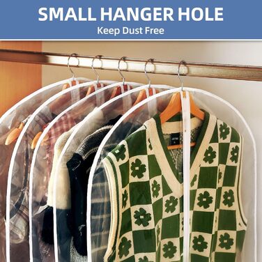 Прозорі мішки для одягу на вішалку, 101.6 см, 5 шт. - мішки для костюмів, органайзери для шафи, водонепроникні, з блискавкою