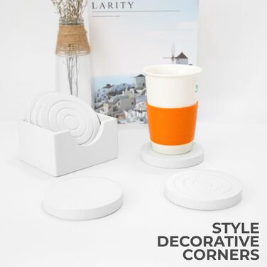 Colorful wooden drink coasters, set of 6 for glasses, table protector for all table types, gift set for all occasions, (White/Opulent Garden, Coasters (With Holder))