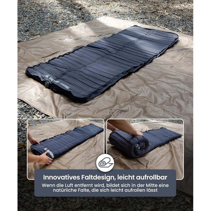 Надувний матрац OneTigris Dreamstar самонадувний (70x198 см) сірий для кемпінгу, подорожей та автомобіля
