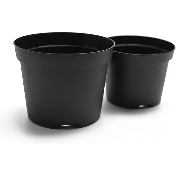Prime Garden® Круглі пластикові горщики для розсади та квітів, чорні, 31 см, 12 л, набір 10 шт, для дому і вулиці