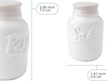 Comfify Vintage Salt & Pepper Shakers - Charming decorative decor for vintage, rustic, and shabby chic lovers - Durable ceramic in white - 3.5 oz. capacity