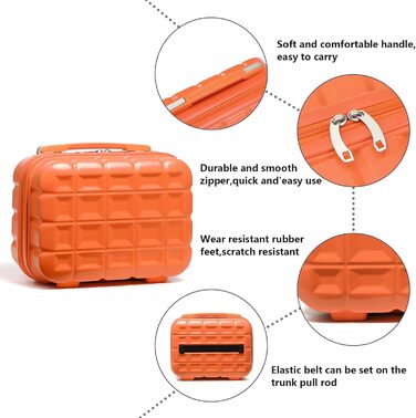 Валіза KONO середнього розміру на 4 колесах, 62x43x26 см, з TSA замком, ABS, помаранчевий