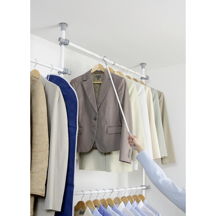 WENKO 6200050100 Telescopic Wardrobe System Hercules - adjustable organization system, steel, 164-215 x 141-250 x 38 cm, White