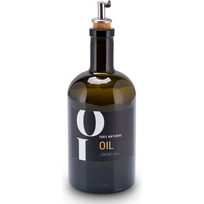 Lifestyle Lover Oil and Vinegar Set Apothecary Bottle Green Antique Glass Olive Oil with Stainless Steel Pourer for Oil & Vinegar (Oil 500ml)