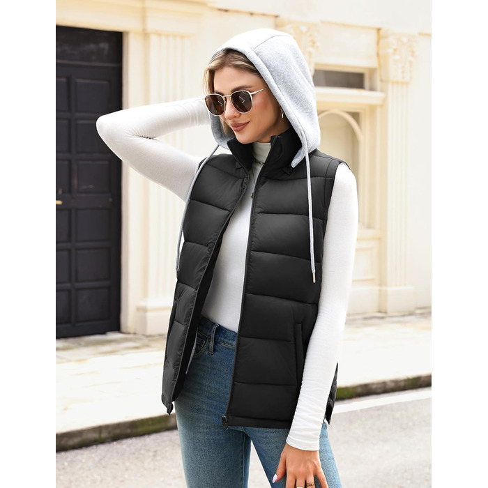 Чоловіча степкова жилетка Vancavoo з капюшоном, чорна, розмір S | З капюшоном, тепла, для відпочинку