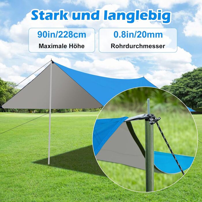 Намет WADEO для кемпінгу, водонепроникний, 4x3 м, з тентром та аксесуарами, ультралегкий, для відпочинку на природі - Хакі (3,6м x 3,6м, Синій)