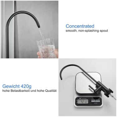 Чорний кухонний змішувач з витяжною системою 360° для фільтрів води, латунь