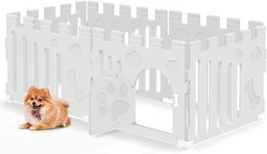 Клітка-манеж для собак та цуценят з дверима, 6-панельна, для дому, біла (156 x 78 x 60 см)