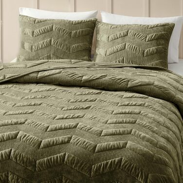 Шовкова стельова ковдра SHALALA King Size, смугаста постільна ковдра, легка шовкова ковдра, розкішна ковдра з велюру та покривало, м'яка, з мікрофібри, для всіх сезонів (світло-тауп) King(270x240 см), Full/Queen(240x240 см), оливковий