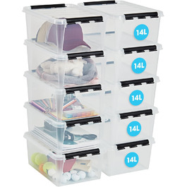 SmartStore - 10x Storage Box with Lid Classic (40x30x11cm) | Stackable Box with Lid | Food-Safe Plastic Box | Plastic Box with Lid & Reinforced Corners | 10 Year Warranty (14.0l, 10-Piece Set)