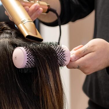 Кругла щітка Olivia Garden Expert Blowout Speed з керамічним покриттям, для швидкої сушки волосся, білий та сірий (55, пастелевий рожевий)
