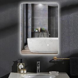 Дзеркало для ванної кімнати LED 50x70 см з підсвічуванням, сенсорне керування, регулювання яскравості, 3 кольори світла, без рамки