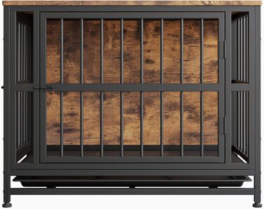 Дерев'яний вольєр для собак, 83 см: велика собача будка, вольєр з 2 дверима, знімний піддон, приліжний столик