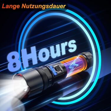 LED ліхтар daphomeu, акумуляторний, 2 шт, 250000 люмен, надяскравий, тактичний, металевий, 5 режимів, зум, індикатор заряду, для кемпінгу, туризму, екстрених ситуацій