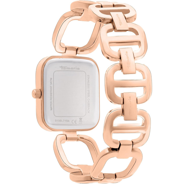 Жіночий годинник Tamaris – стильні годинники з браслетом для жінок (рожеве золото/чорний, квадратний корпус/браслет)