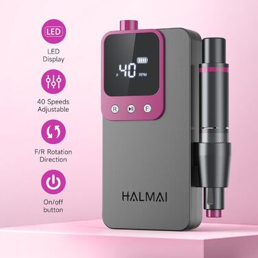 Електричний фрезер для нігтів HALMAI HMC320: професійний, портативний, для акрилу та гелю, 40000RPM