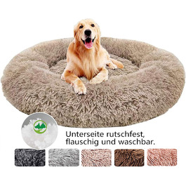 Кругле ліжко для собак та котів Haoye, м'яке, плюшеве, Ø 60 см, 7 розмірів, бежеве