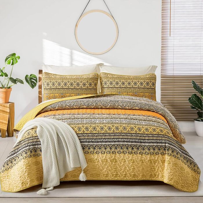 Steppdecke Bohémsкий стиль, King Size, 261.6 x 228.6 см, жовто-помаранчевий, 3 шт.