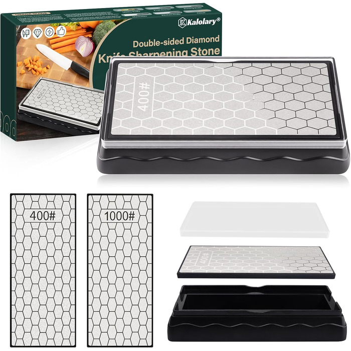 Двостороння алмазна точилка Kalolary 400/1000 для ножів, ножниць, кухонних та туристичних інструментів