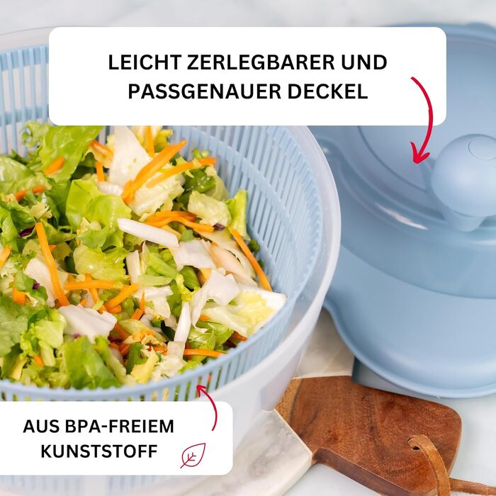 Westmark Fortuna: Салатниця-центрифуга, 5 л, пластик, BPA-Free, блакитна