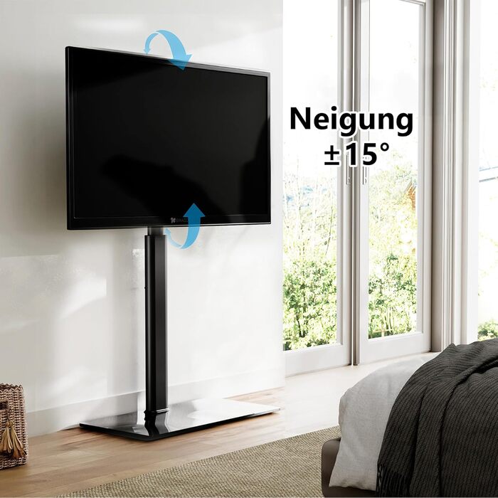 FITUEYES Adjustable TV Stand - Swivel & Tilt Floor Stand for 19-42 inch Flat & Curved TVs (up to 35kg, VESA 200x200) - White/Black