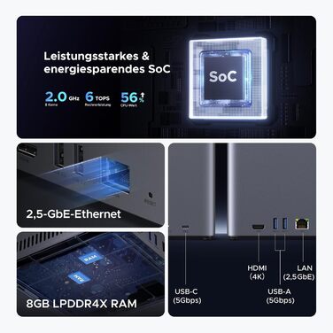 NAS UGREEN NASync DH4300 Plus: 2 відсіки, NFC, 4GB RAM, 1GbE LAN, для дому