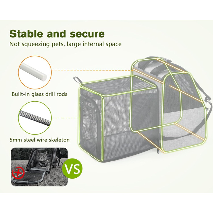 Плед-рюкзак для кота Pecute з сіткою, дихаючий та легкий, для собак та котів до 6 кг (сірий, розширюваний)