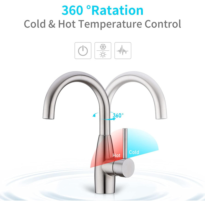 Кран кухонний CREA з 3 функціями: душ, висувний вилив, поворот 360°, матовий (нікель, щіткова обробка)