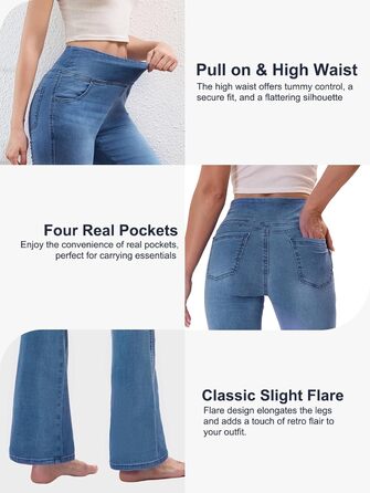 Джинси жіночі Chase Hot Bootcut, висока талія, еластичні джеггінси з кишенями, середній блакитний колір, розмір XL, внутрішній шов 29