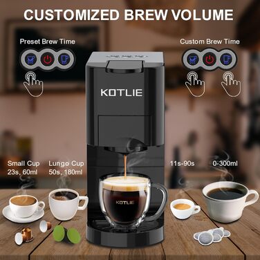 Кавомашина KOTLIE AC-513K 4-в-1: NES, DG, ESE Pads, 19 Bar, 1450W, 800 мл, Чорний