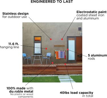 Настінна сушилка для білизни - розкладна, компактна, чорна (70 см)