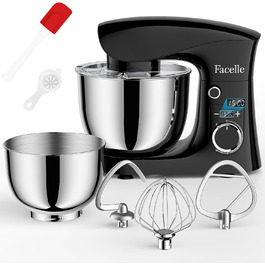 Кухонна машина-міксер Facelle 1500W з чашею 5.5л/4.5л, 10+ програм, чорний
