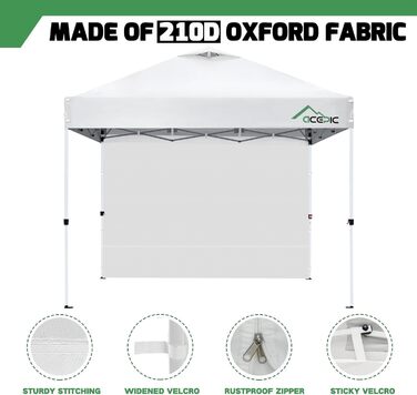 3 Piece Side Walls for 3x3M Gazebo, Gazebo Side Wall for Garden Gazebo and Pop-Up Gazebo with Velcro Closure, 210D Waterproof, Without Awning (White, 3 Side Walls)