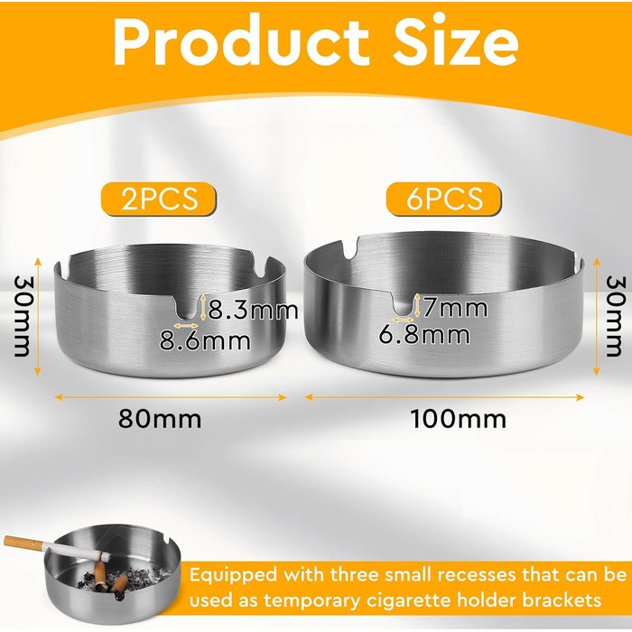Настінний попільничка CPROSP з нержавіючої сталі, 28.5x6.5 см, з замком, для саду, подвір'я, вілли (6 шт.)